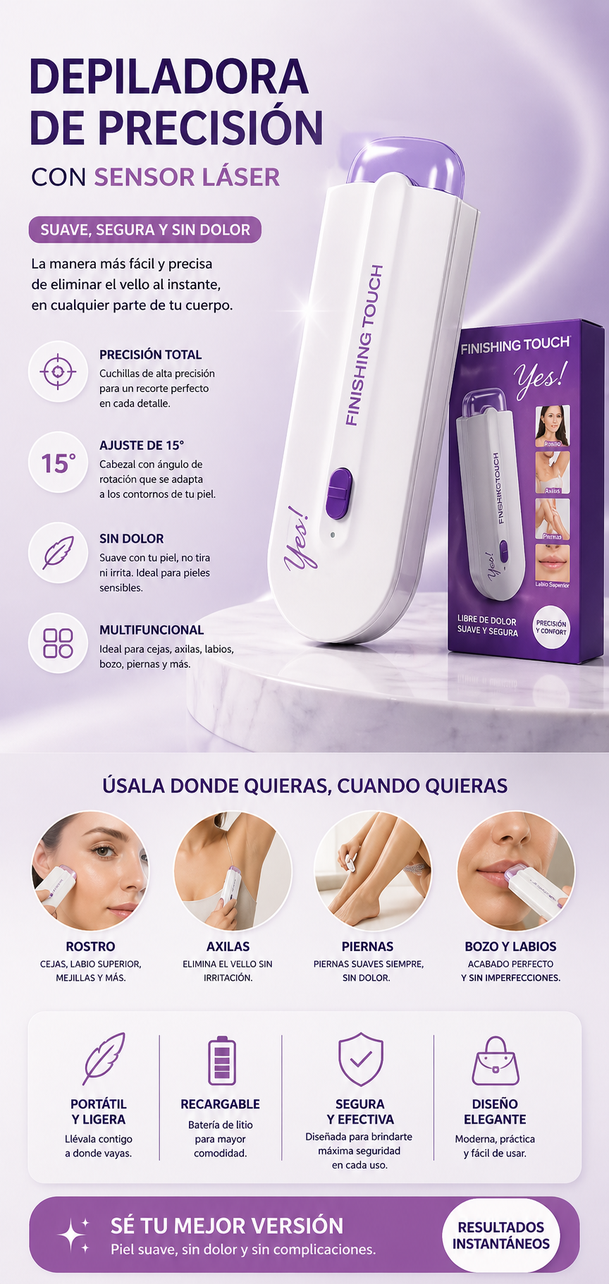 Depiladora de Precisión Con Sensor Laser