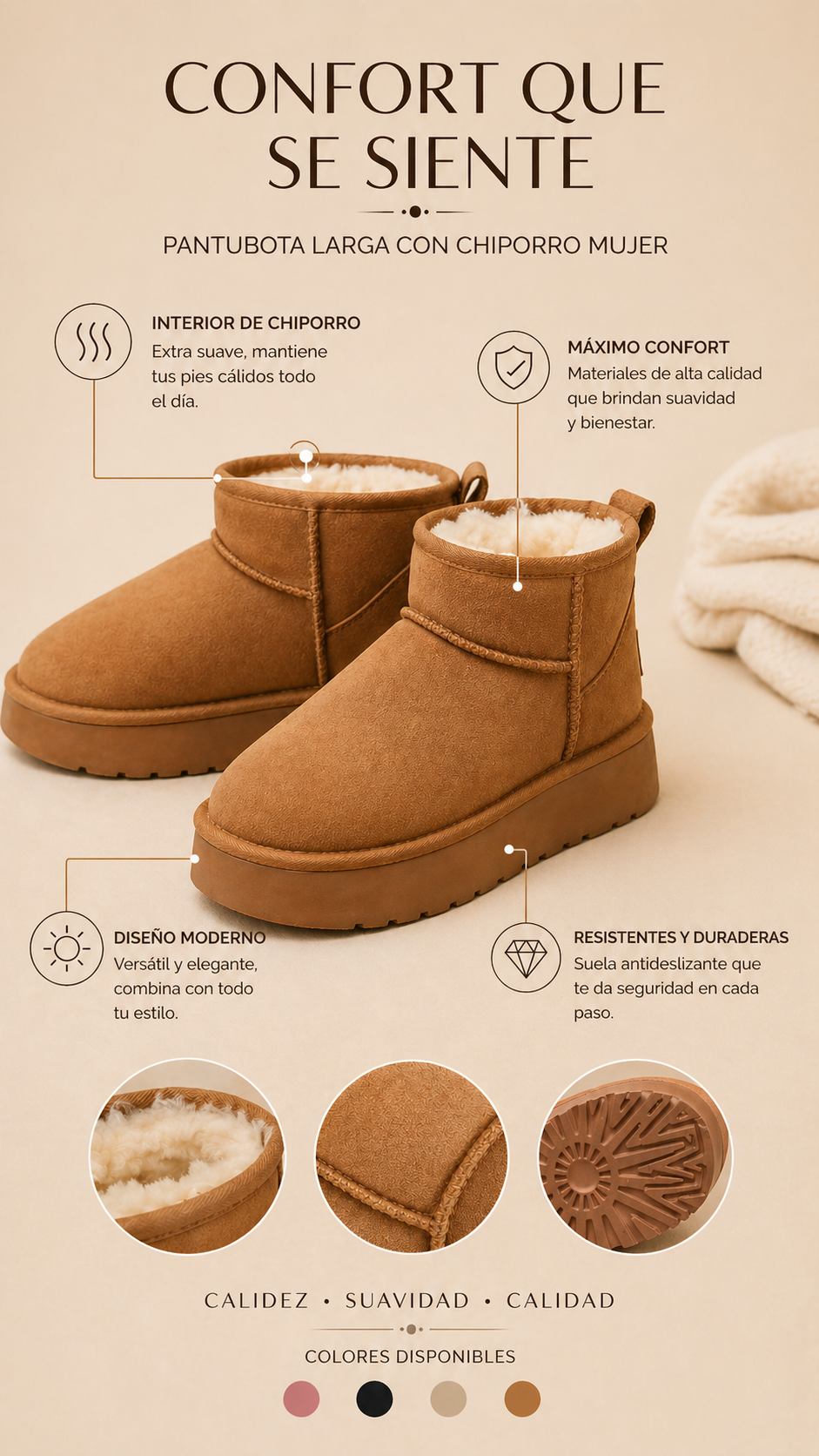 Pantubota Larga Con Chiporro Mujer
