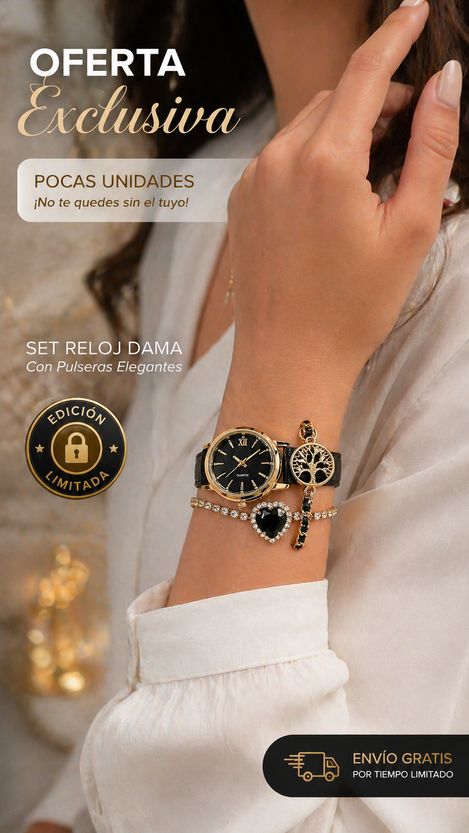 Set Reloj Mujer con Pulseras Elegantes