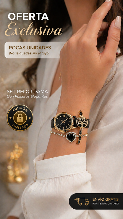 Set Reloj Mujer con Pulseras Elegantes